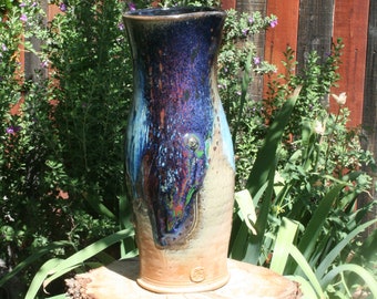 Carafe, 50 oz, Elegant Multicolored Wine Carafe #05, Ceramic Water Carafe, Wheel Thrown Flower Vase