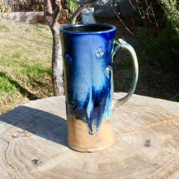 Gold Blue Coffee Mug Etsy