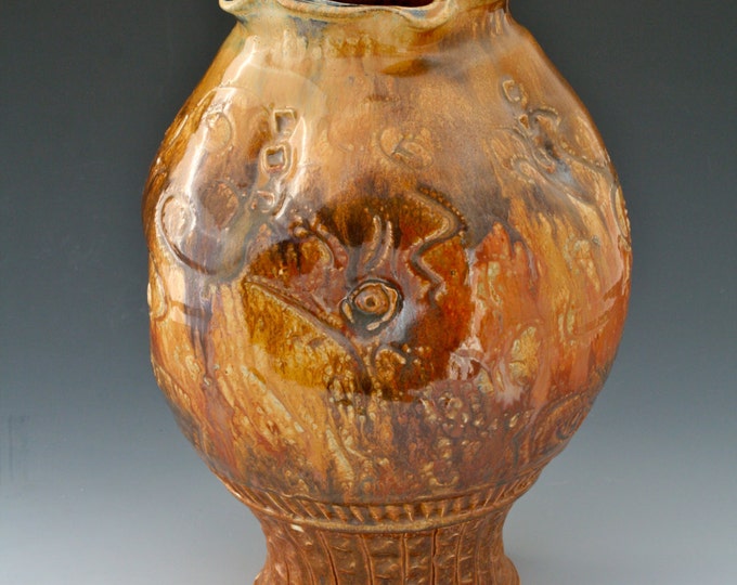 Ceramic Gold Vase Gold Textured Pottery Vase Soda Fired Etsy