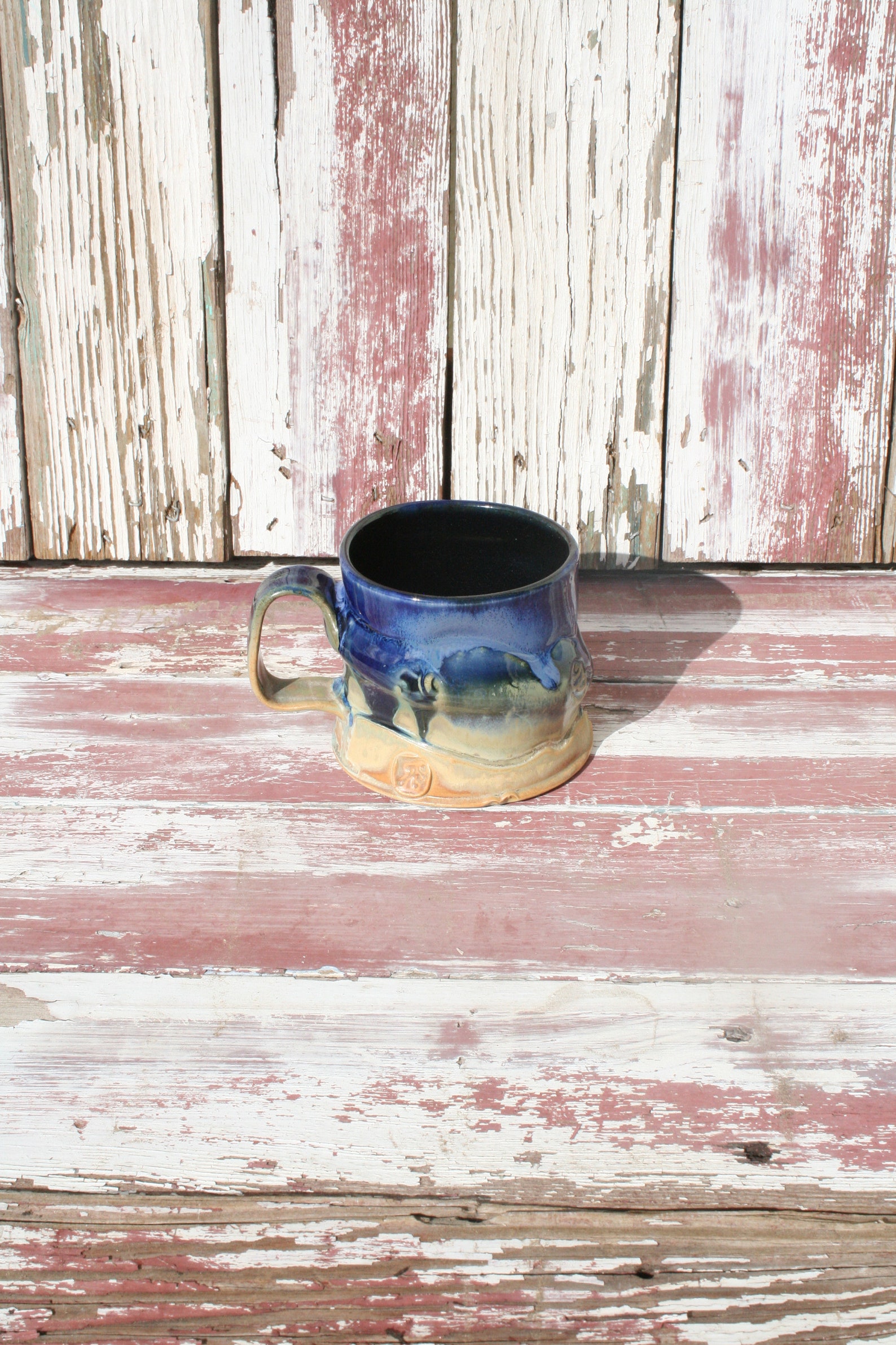 Mugs Handmade Blue to Gold Mug 1 Wide Base Ceramic Mugs Etsy
