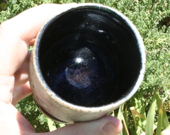 Copa de vino grande, hecha a mano en torno de alfarero, 414 ml (14 oz). Copa de vino multicolor, copa de gres de tallo largo, cáliz.