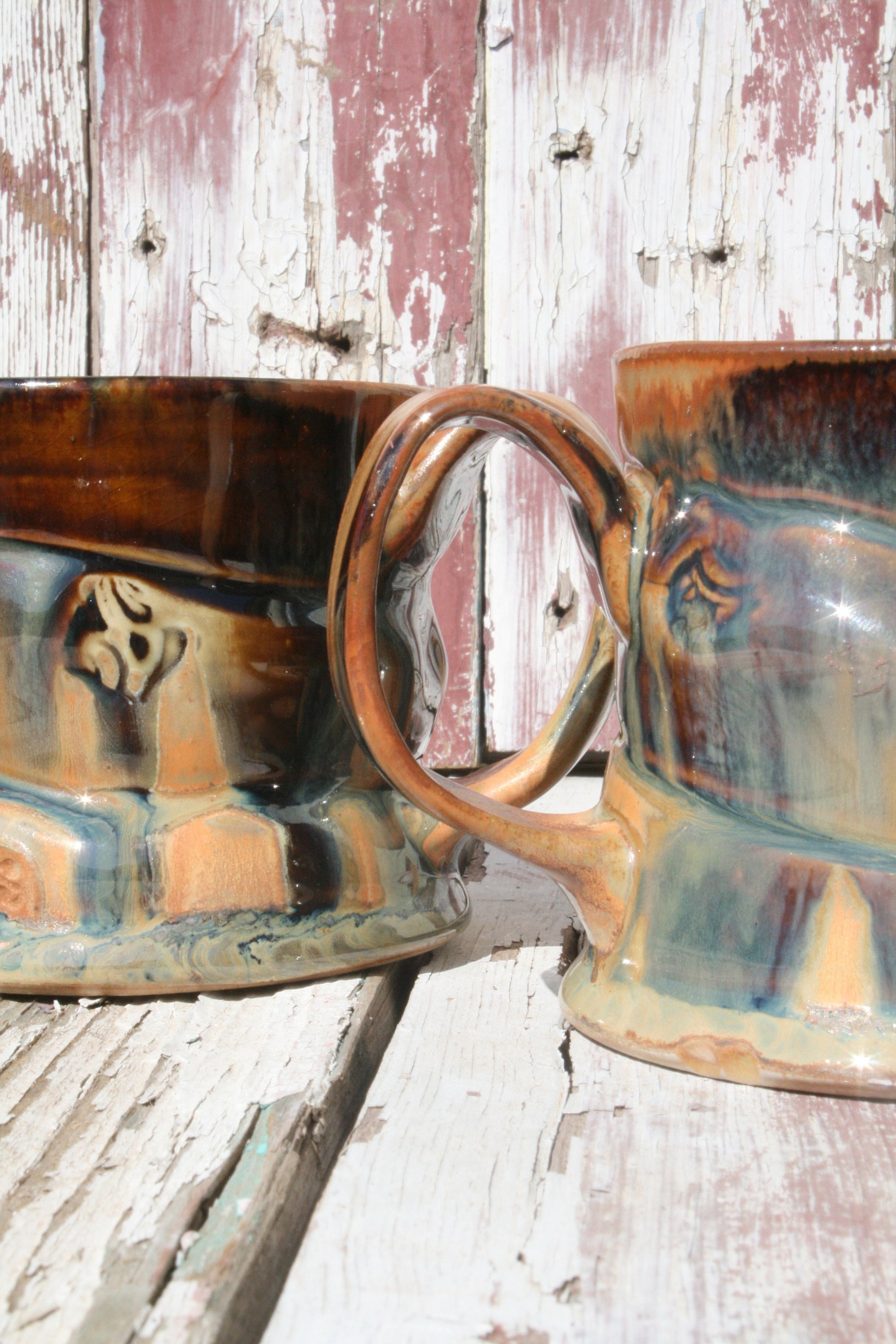 Amber Stoneware Mug Handmade Amber to Gold Mug 04 Wide Base Etsy