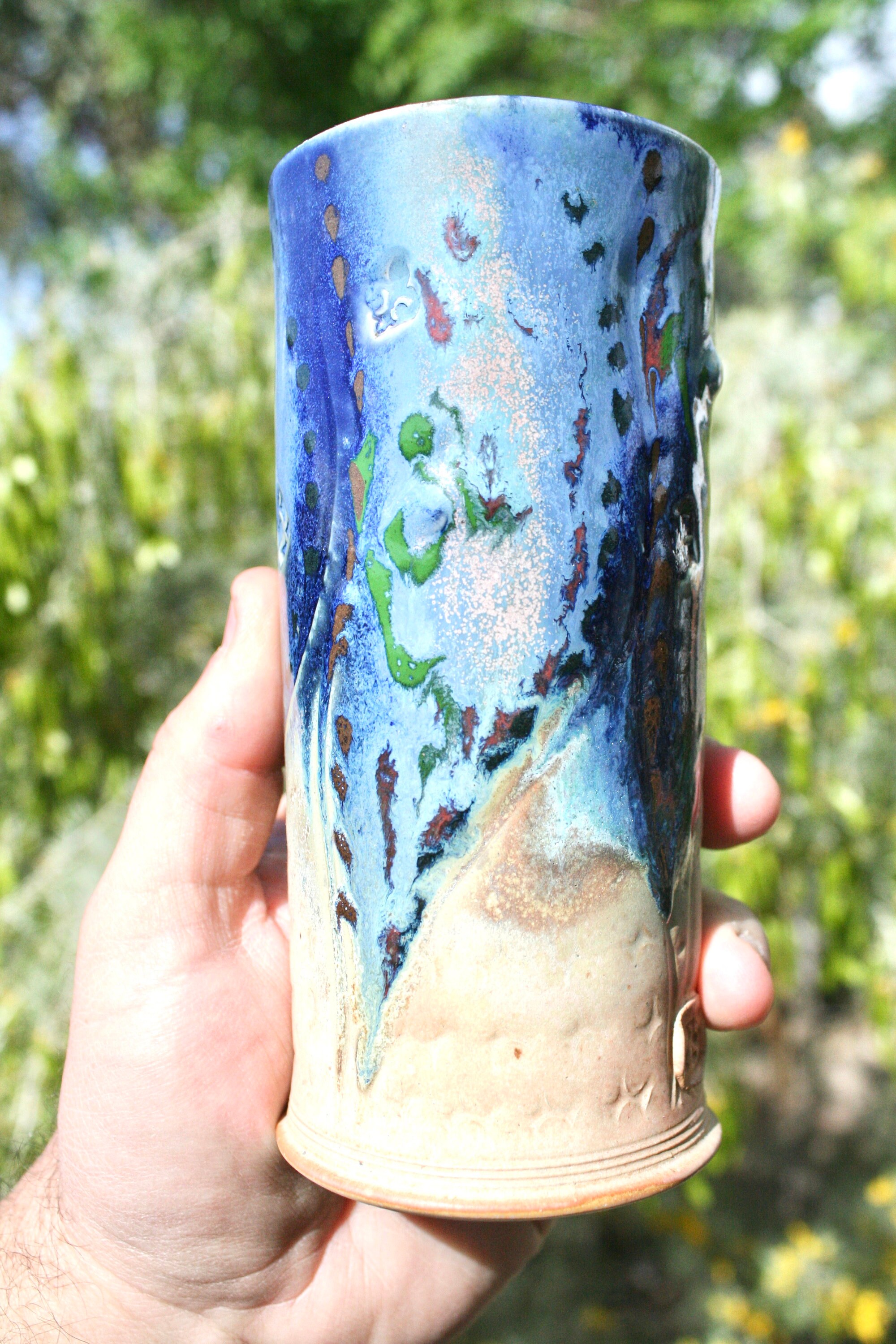 Pint Glass 18oz Blue to Green Ceramic Pint Glass TC 14 Etsy UK