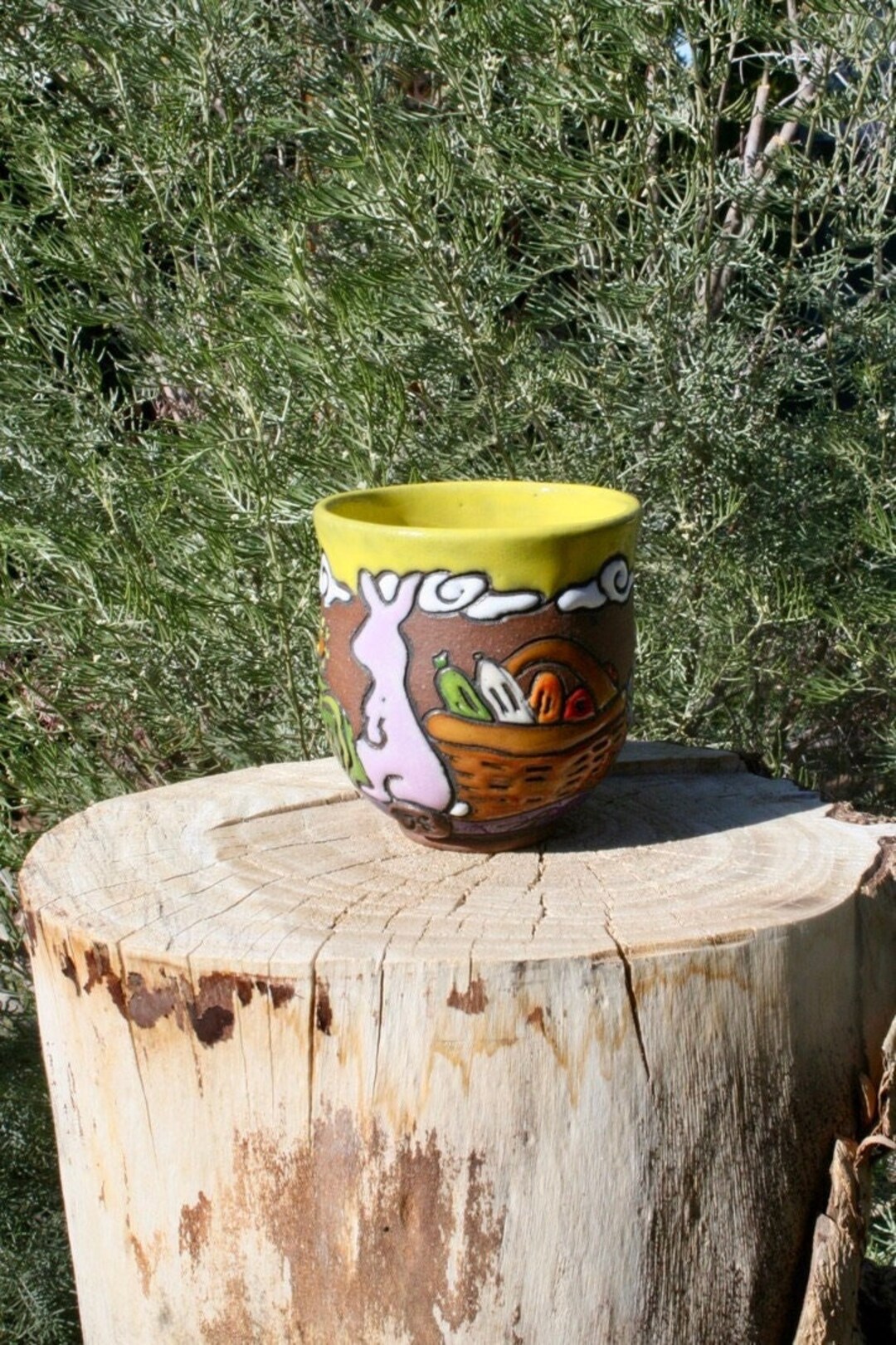 Handmade Pottery Wine Glass: