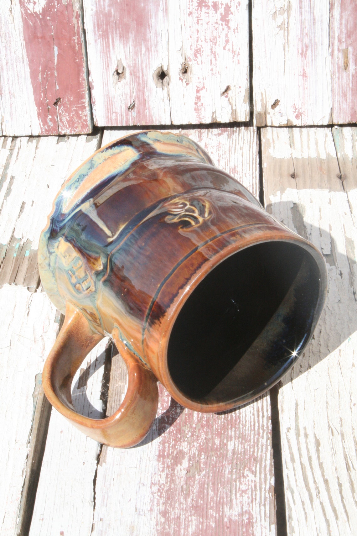 Amber Stoneware Mug Handmade Amber to Gold Mug 04 Wide Base Etsy