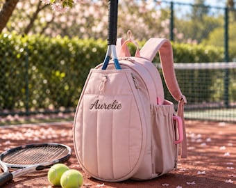Mochila de tenis personalizada con nombre bordado, bolsa para raquetas para amantes del deporte, bolsa deportiva personalizada, mochila de pickleball y bádminton de regalo.