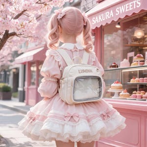 Custom Name Clear Anime Backpack, Multi-functional Nylon Shoulder Bag, Kawaii Mini Daypack, Student Commute Bag