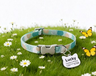 カスタム刻印入りペット用首輪、模様入りメタルIDタグ