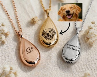Custom Pet Memorial Necklace, Personalized Pet Photo Ashes Necklace, Cremation Jewelry for Pet Loss, Custom Dog Cat Memorial Gift,