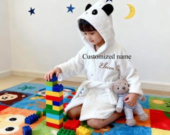 Bata de baño infantil personalizada con nombre - Bata de toalla con capucha personalizada para natación y baño, regalo perfecto, 2 tamaños, 5 colores