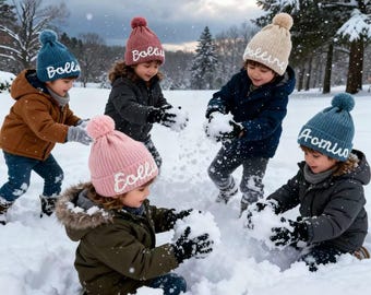 Personalized Knitted Baby Beanie | Cotton Pom-Pom Hat