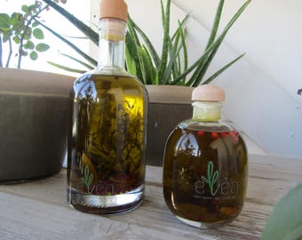 Artisan Greek Extra Virgin Olive Oil, Thyme Lemon Bay Leaf Infused Olive Oil with Pink Peppercorns