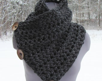 Set of 2 PDF Crochet Pattern Only - 3 & 2 Button Chunky Cowl Scarf