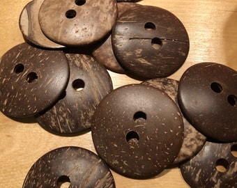 XLarge 2” Coconut Shell Buttons -  6, 12, 24 or 48 ct