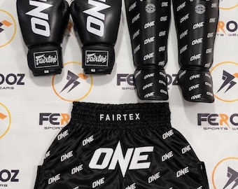 Hochwertiges Fairtex Muay Thai Schienbeinschoner- und Boxhandschuh-Set (Muay Thai Shorts)