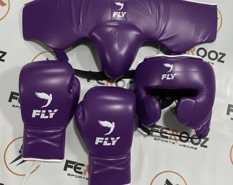 Cowhide Leather Boxing Gloves Sparring Kit with Head Gear