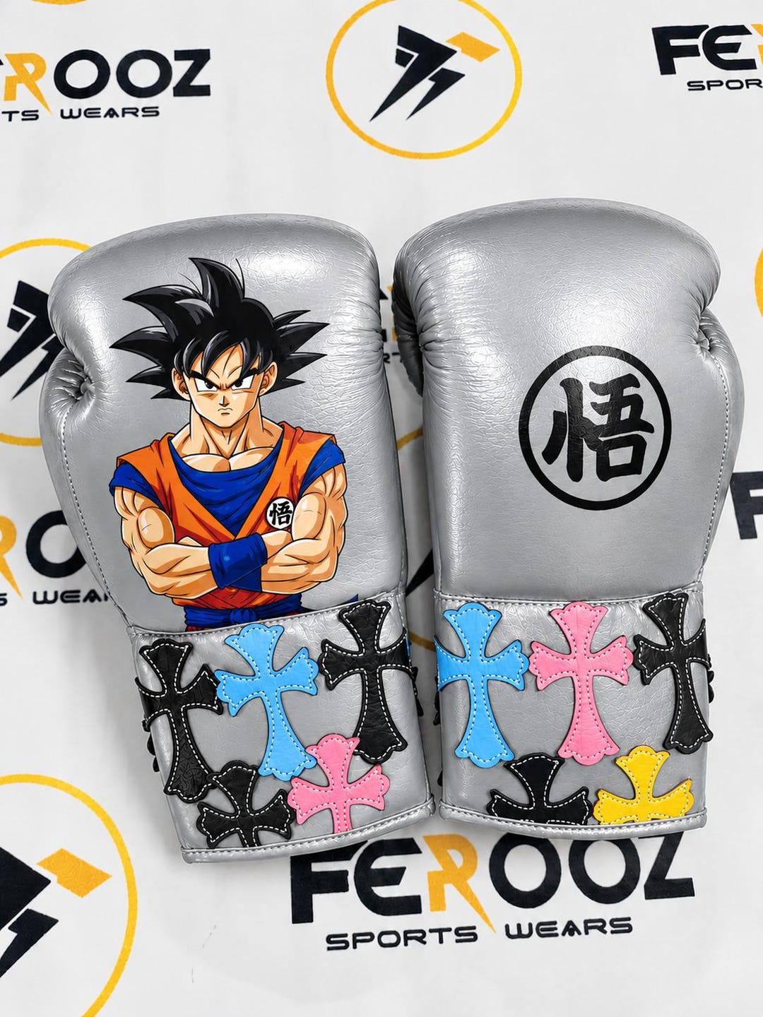Custom Dragon Ball Z Goku Silver Boxing Gloves, Anime Cosplay Fitness ...