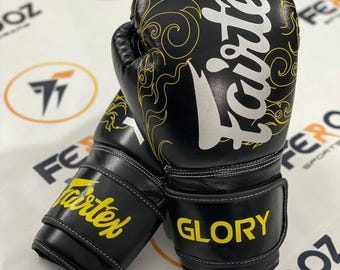 Fairtex Glory Black Sparring Muay Thai Boxing Gloves Custom Made Leather Gloves