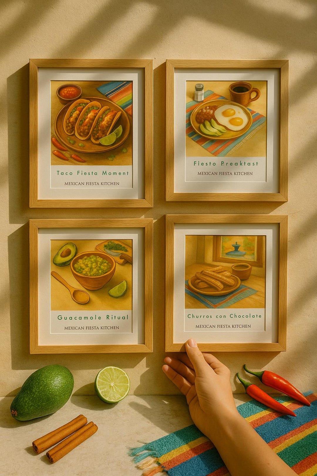 Mexican Fiesta Kitchen Wall Art Prints Set | Colorful Mexican Food ...