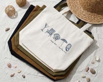 Recuerdos personalizados para bodas en la playa, decoración para despedidas de soltera, bolso de lona tropical, bolso para vacaciones de verano, regalo de boda para la pareja, regalos de boda