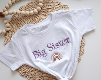Purple Big Sister Toddler Shirt, Retro Kids Shirt, Pregnancy Announcement, Rainbow Big Sister Sweater, Sibling Announcement, Gift Cute Girl.
