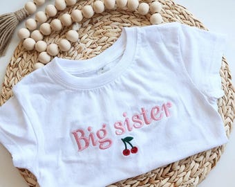 Big Sis  Embroidered Toddler Sweatshirt, Pink Big Sister Toddler Shirt, Big Sister Gift, Pregnancy Announcement Gift
