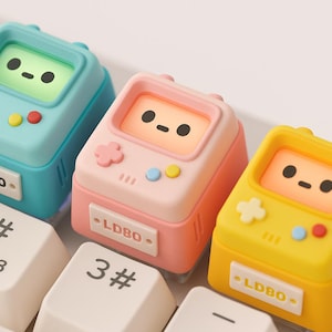 Handmade Resin Artisan Keycap Cute Retro Game Console Design, Custom Mechanical Keyboard Keycap, Compatible with Cherry MX Blue Pink White