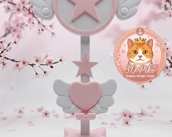 Magische Flügel – 3D-gedruckter Kopfhörerständer & Controller-Halter | Organizer für Gaming, Kopfhörer und Smartphone | Ästhetisches Design in Pastellrosa