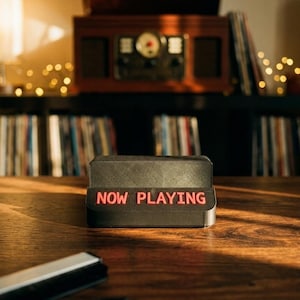 3D Printed "Now Playing" Vinyl Record Stand | Customizable LP Display Holder | Minimalist Record Player Accessory Gift for Music Lovers