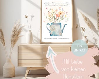 Kindergartenabschluss Poster für Erzieherinnen und Erzieher | Abschiedsgeschenk Kita | Hochwertiger Print mit Holzrahmen