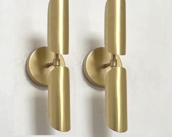 Brushed Brass Wall Sconce Set Mid-Century Modern Wall Lamps