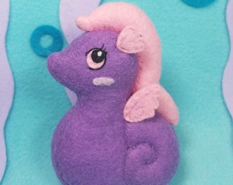 Fluffy Bottom Seahorse-kawaii purple seahorse 80sinspired sea creature fluffy bottom plushie