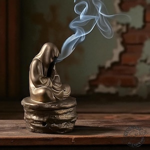 Copper Buddha Incense Holder – Zen Burner for Cones, Sticks & Palo Santo | Meditation Decor, Yoga Room Statue, Spiritual Gift Idea