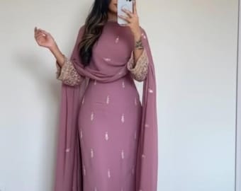 Embroidered Pink Salwar Kameez Suit | Heavy Faux Georgette Pakistani Eid Outfit