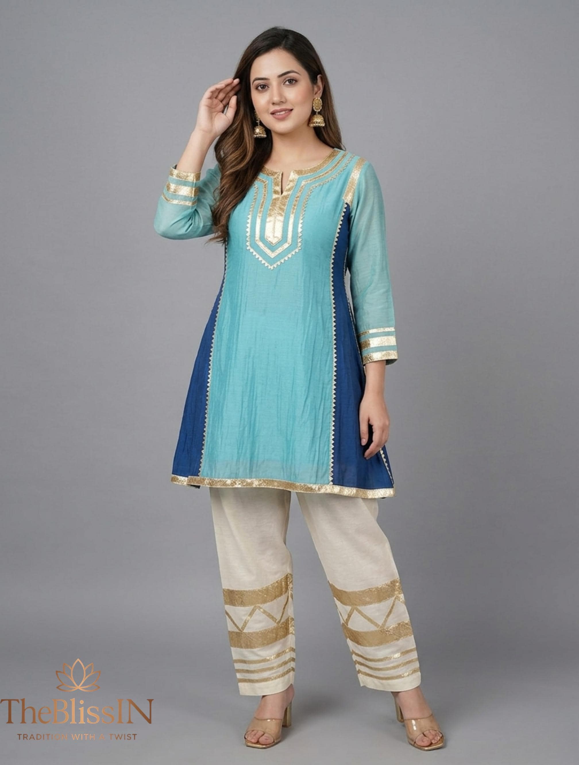 Blue Indo Western - Etsy Canada Blue Indo Western - Etsy Canada