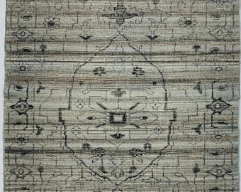 150 x 230 cm Handgeknüpfter grauer Vintage Orientteppich - Traditionelles Distressed Muster