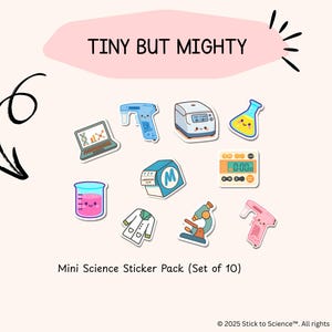 Mini Wissenschaft Sticker Pack | Wasserdichte Vinyl-Aufkleber für Laptop, Journal & Wasserflasche | Wissenschaft Geschenk