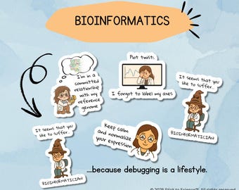 Bioinformatics Sticker Pack – Funny Data Science stickers for scientists, researchers & students