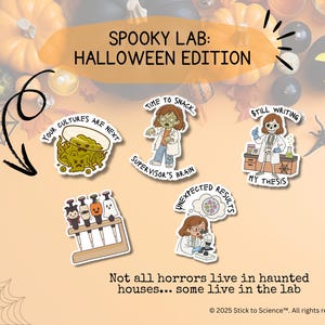 Halloween-klistermärken Spöklika lab-ordvitsar, vetenskapsman-gåva