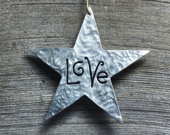 Star ornament - Love - silver pewter
