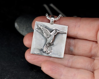 Hummingbird sterling silver pendant necklace