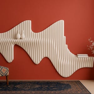 Modern Wave Wall Shelf Sculpture, Unique Organic Floating Shelf Art for Living Room, Minimalist Home Decor, Contemporary Statement Wall