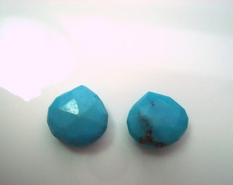 2 Pieces Sleeping Beauty Turquoise Large Faceted Hearts 12MM x 12MM One Pair (#4)
