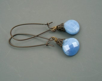 Blue Chalcedony and Copper Earrings