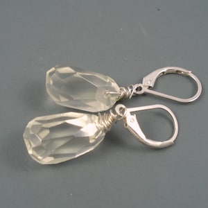 Pale Yellow Quartz and Sterling Silver Earrings