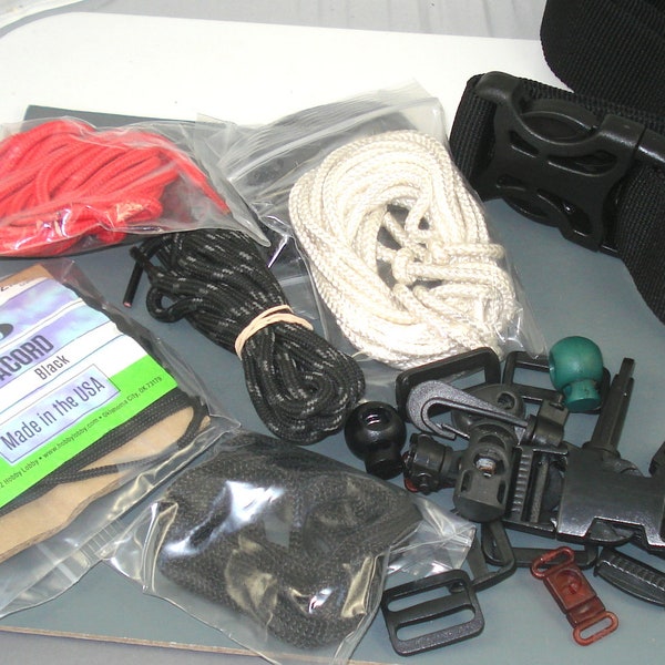 Destash Mix of Paracord, Nylon Strap, Plastic Buckles, Cord Locks and Slides