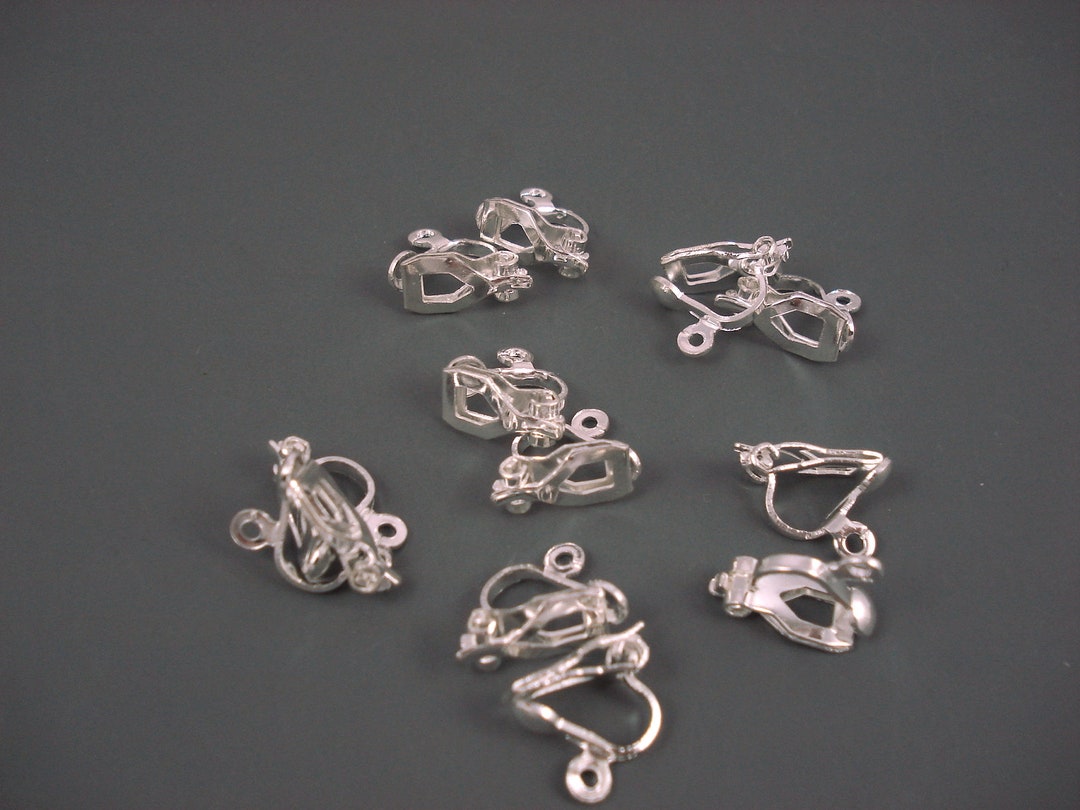 Clip on Earring Bases, Six Pairs Silver Earring Etsy