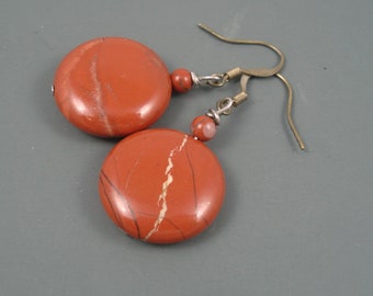 Red Jasper and Silver Plate Earrings