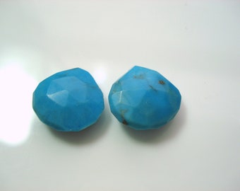 2 Pieces Sleeping Beauty Turquoise Large Faceted Hearts 12MM x 12MM One Pair (#1)