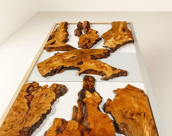 Set of Live Edge Olive Wood Slabs for DIY Epoxy River Table, Kiln Dried Raw Burl Wood for Custom 100x200cm Dining Table Project